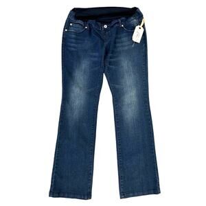 NWT Liliac Maternity Medium Wash Distressed Bootcut Jean Womens L